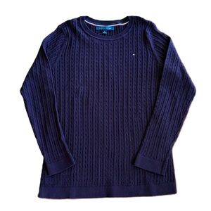 Tommy Hilfiger Women's Cable Knit Sweater Crewneck Purple Plum